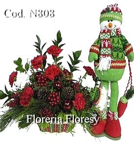 Snowman con arreglo navideño