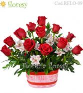 Más información de Canasta de cerámica rosas rojas